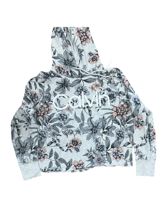 Athletic Top Ls Hoodie By Calvin Klein In Grey, Size:M