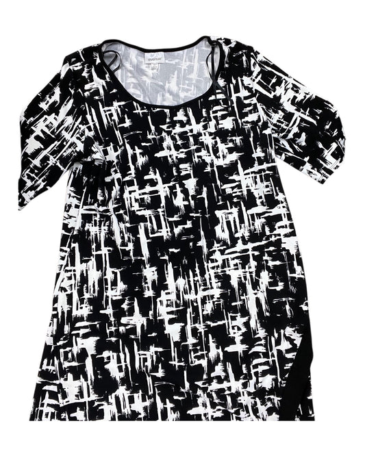 Dress Casual Midi By Avenue In Black & White, Size:1X