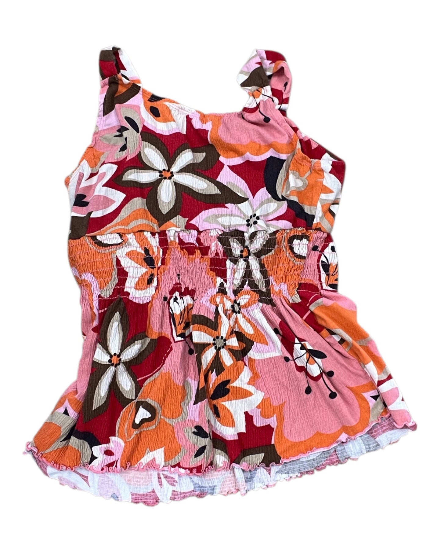Top Sleeveless By Dressbarn In Orange & Pink, Size:Xl