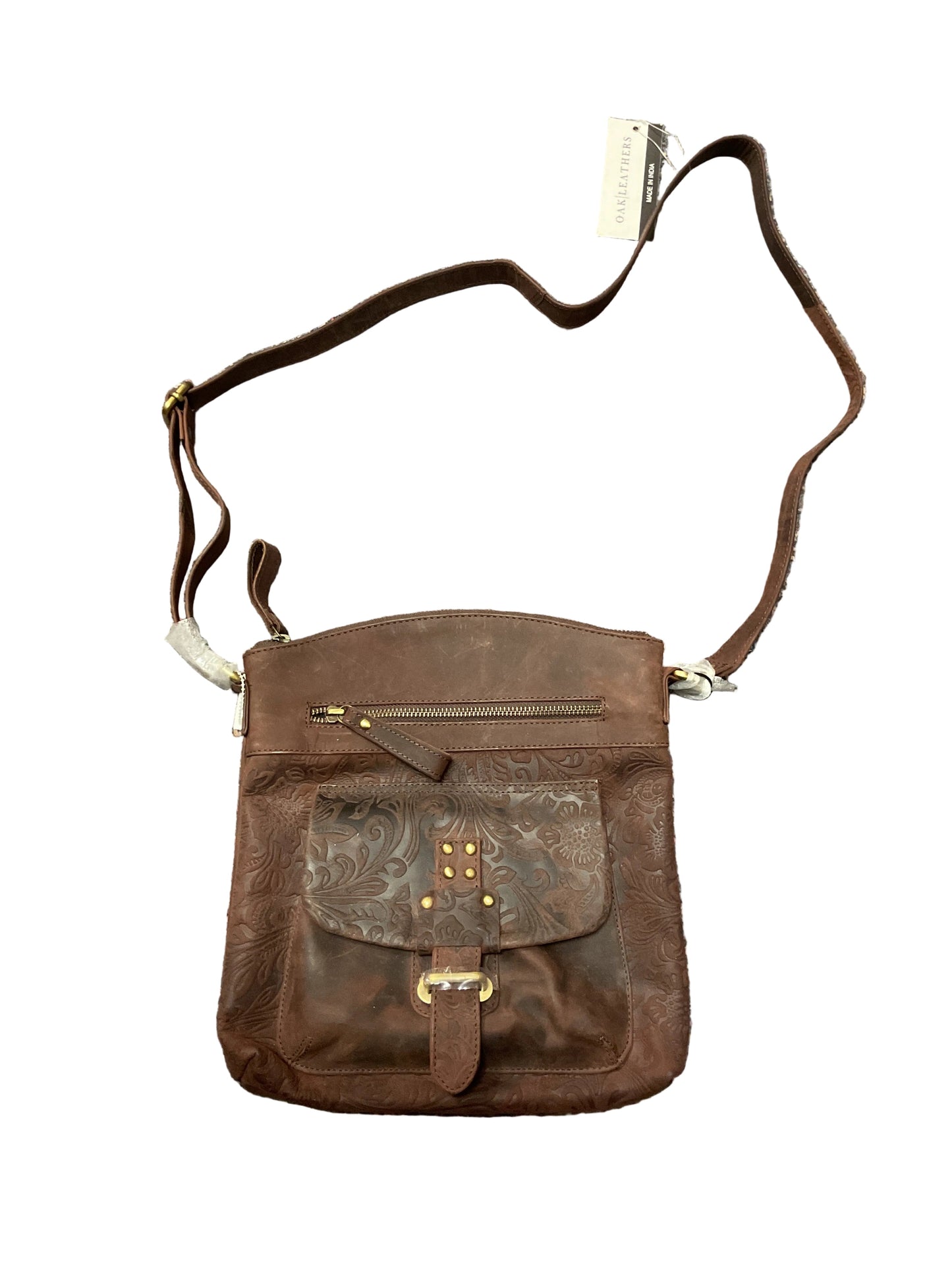 Crossbody Leather By Clothes Mentor In Brown, Size:Small