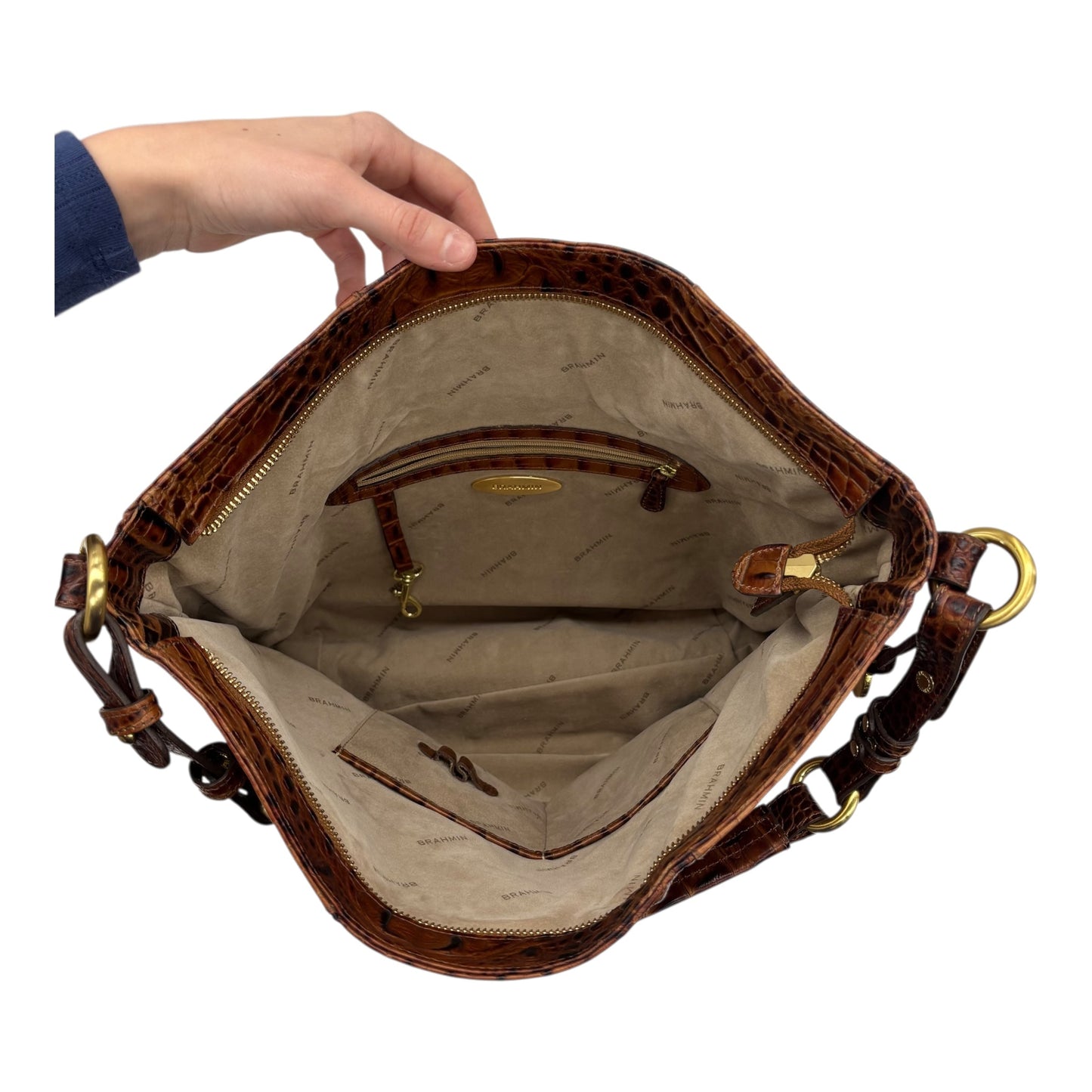 Handbag Designer By Brahmin In Brown, Size:Large