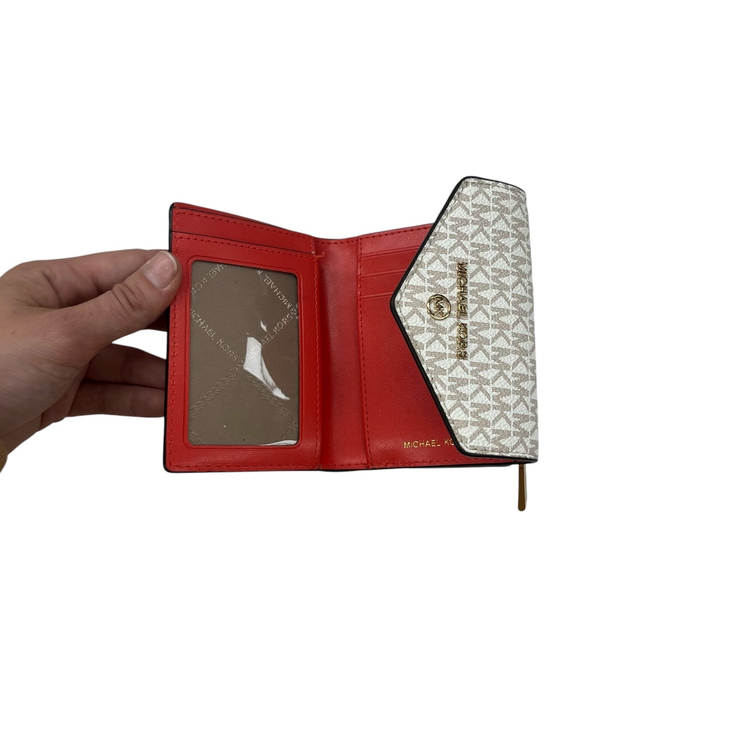 Wallet Designer By Michael Kors In Cream & Red, Size:Small