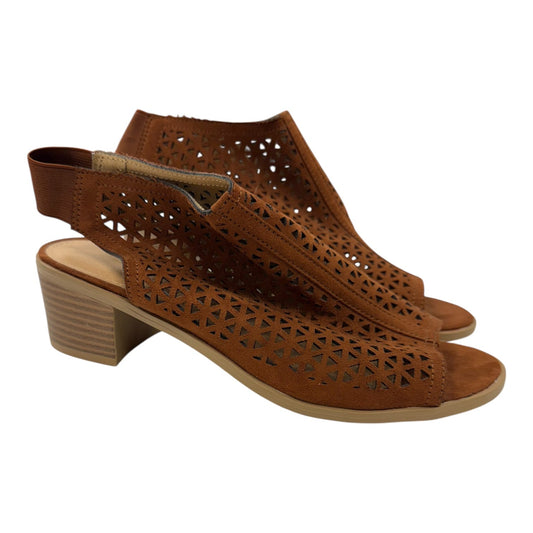 Sandals Heels Block By American Angel In Brown, Size:6.5