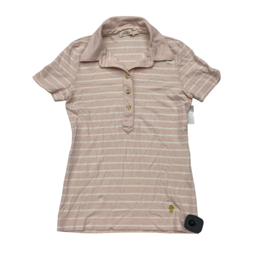 Top Ss Designer By Tory Burch In Pink & White, Size:Xs