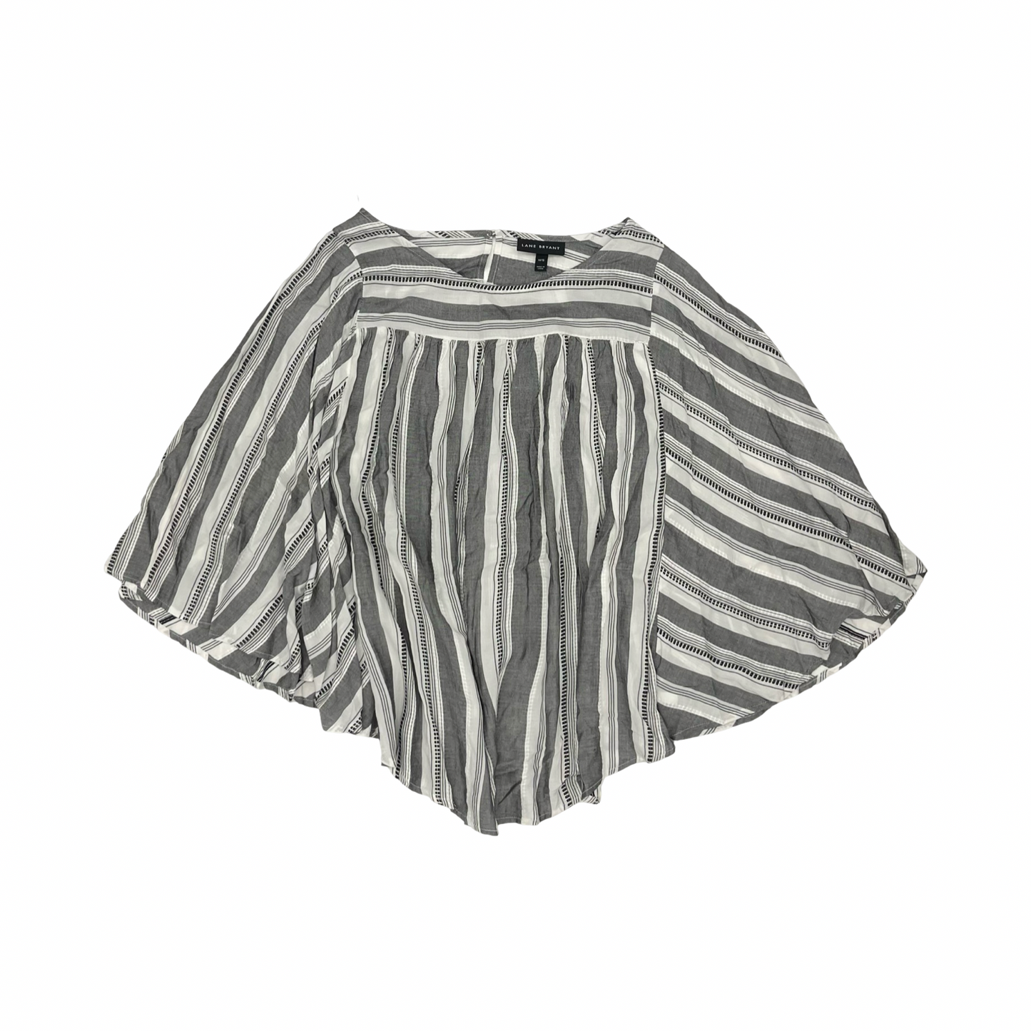 Blouse Ls By Lane Bryant In Grey & White, Size:L