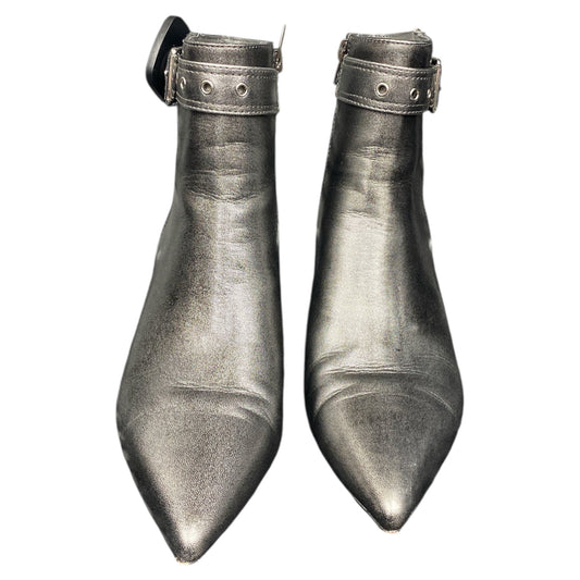 Boots Ankle Heels By Aldo In Silver, Size:8.5