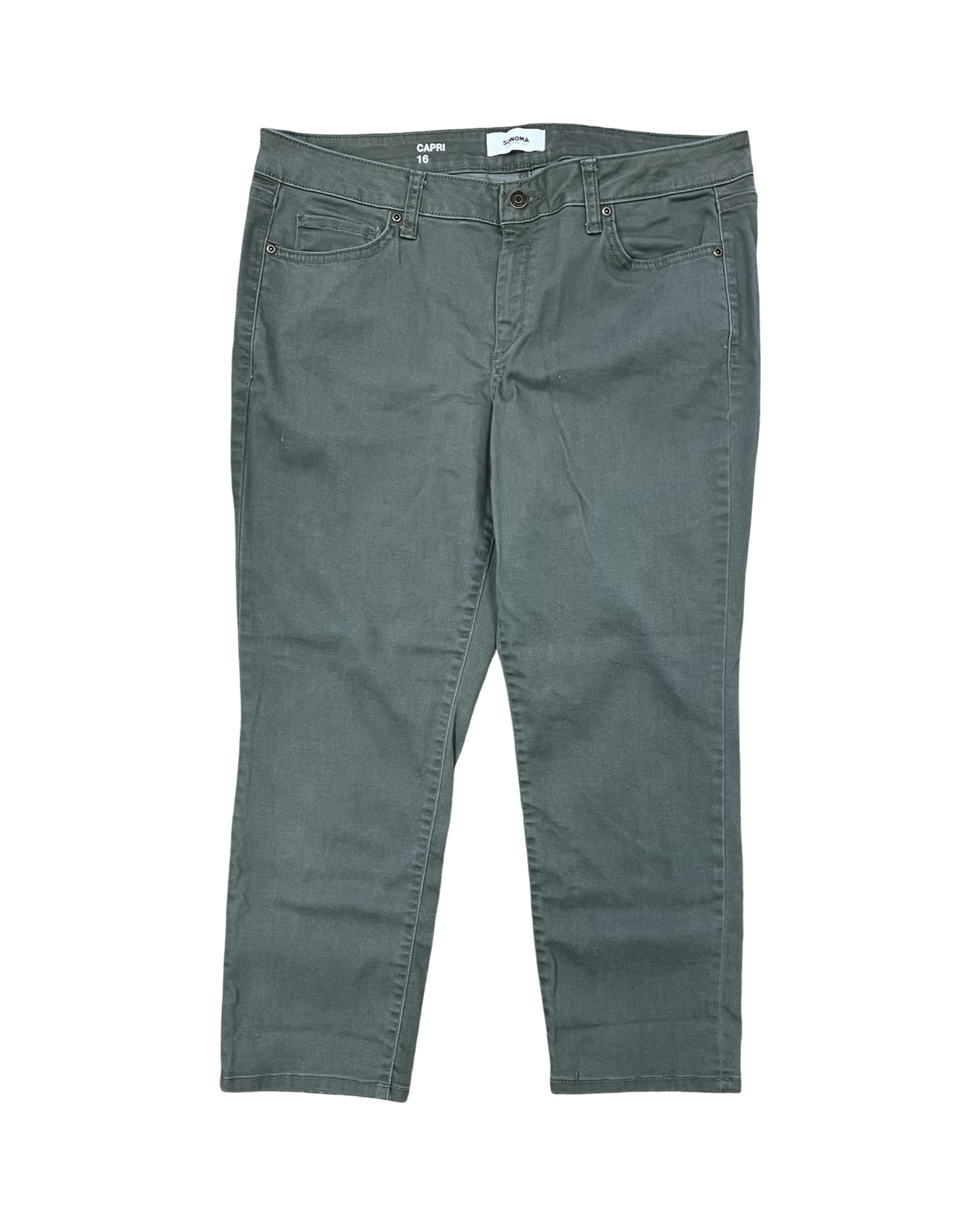 Jeans Cropped By Sonoma In Green Denim, Size:16