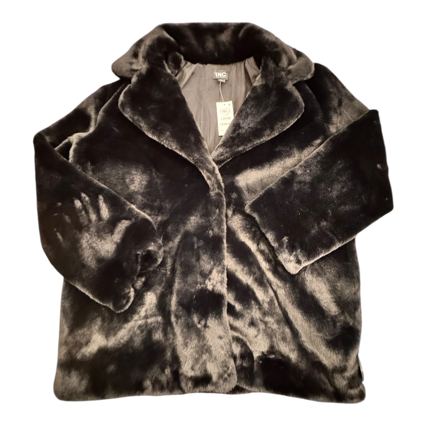 Coat Faux Fur & Sherpa By Inc In Black, Size:L