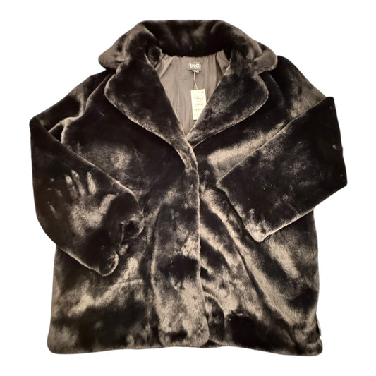 Coat Faux Fur & Sherpa By Inc In Black, Size:L