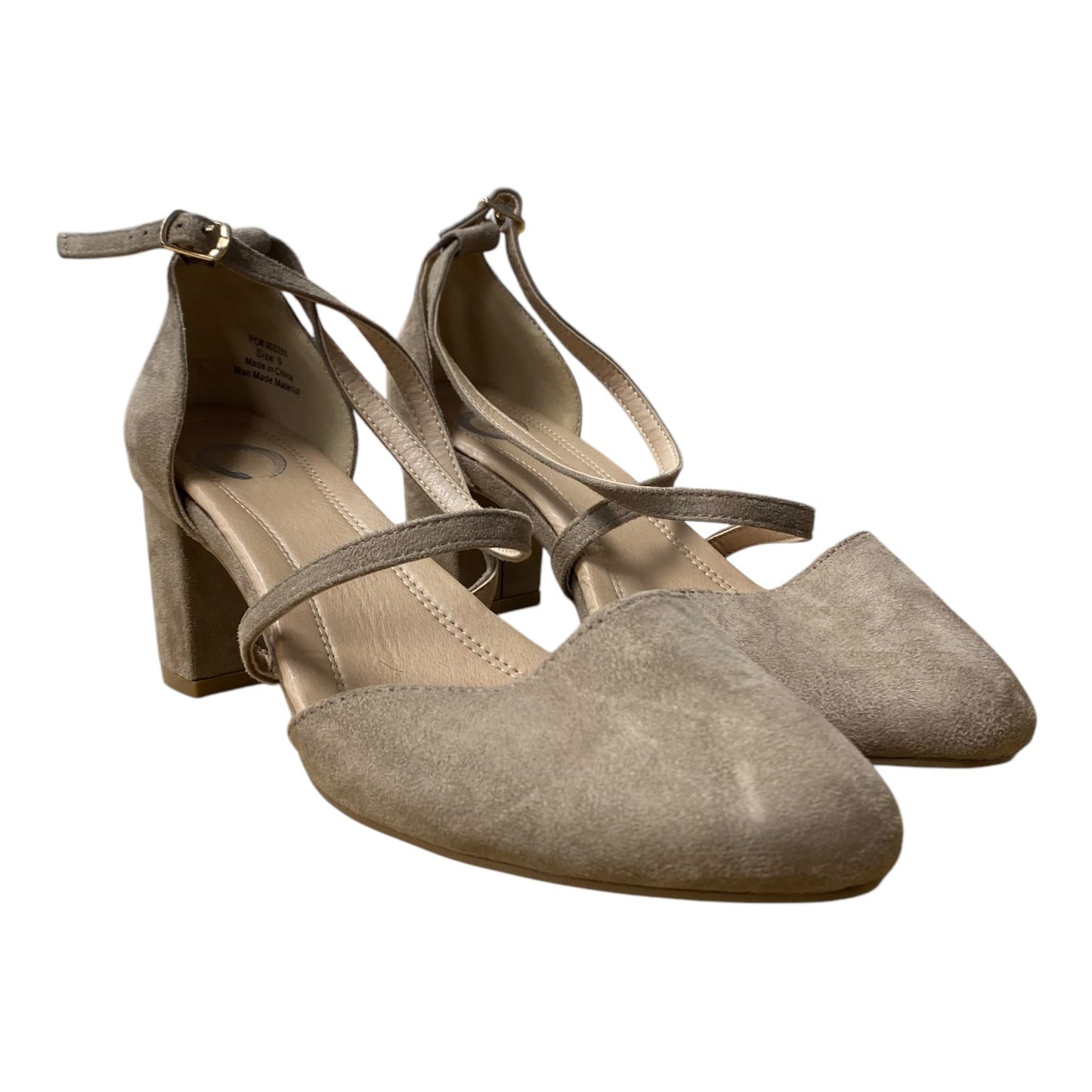 Shoes Heels Block  In Tan, Size:9