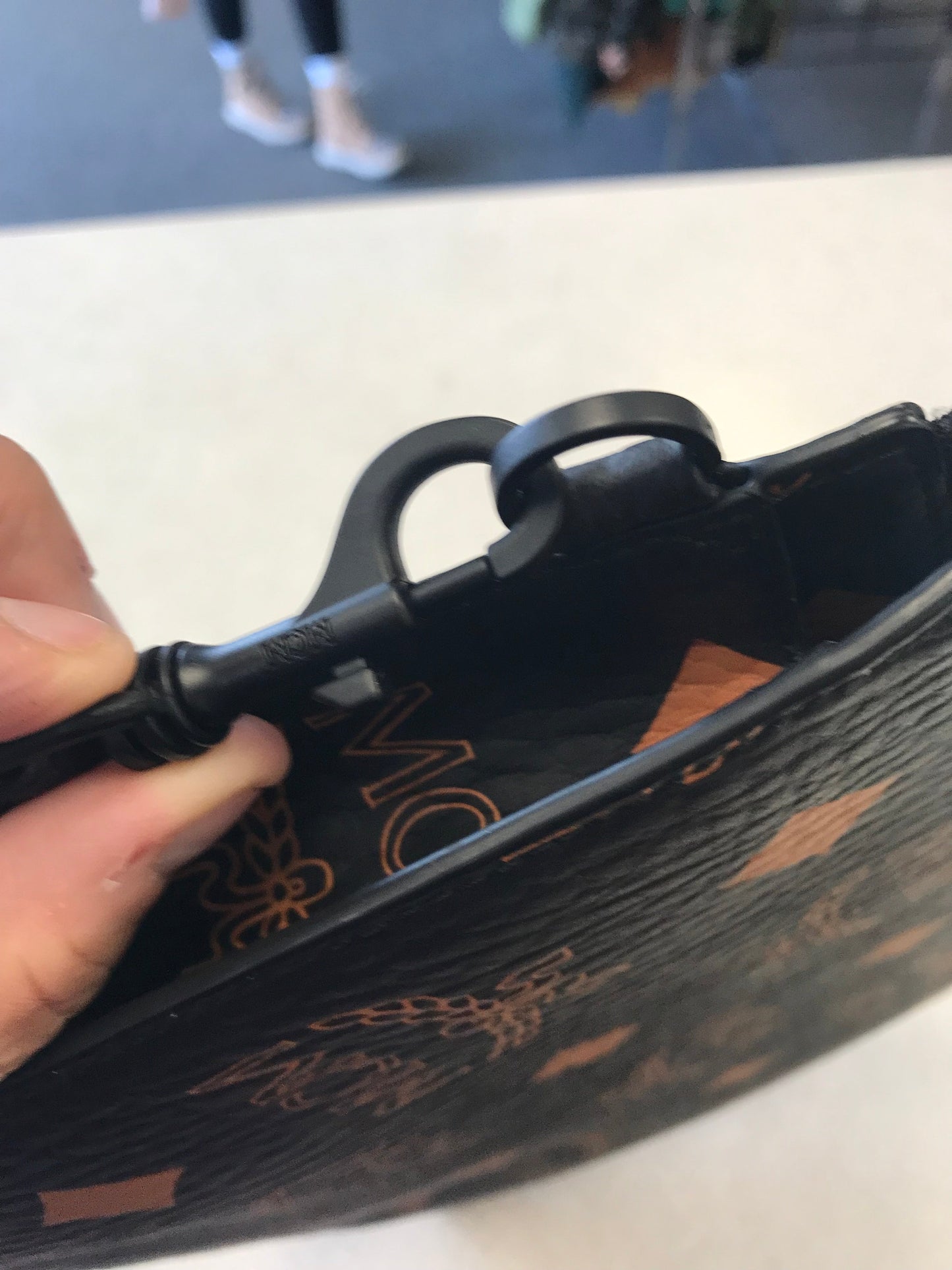 Clutch Luxury Designer By Mcm In Black, Size:Large