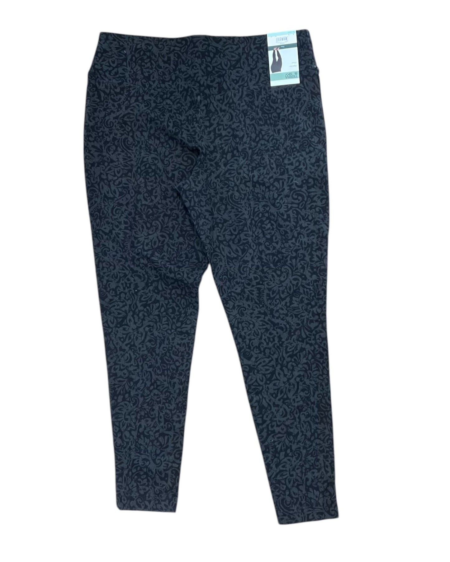 Athletic Leggings By Terra & Sky In Black & Grey, Size:L