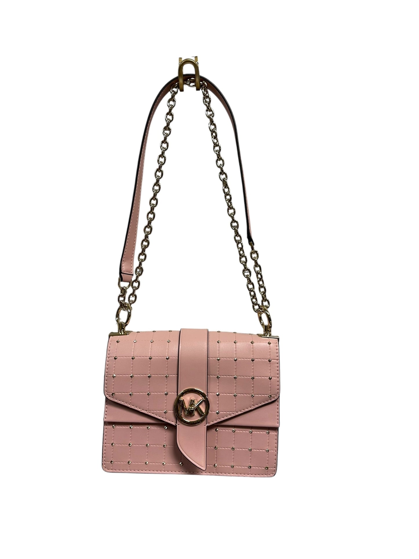 Handbag Designer By Michael Kors In Gold & Pink, Size:Small