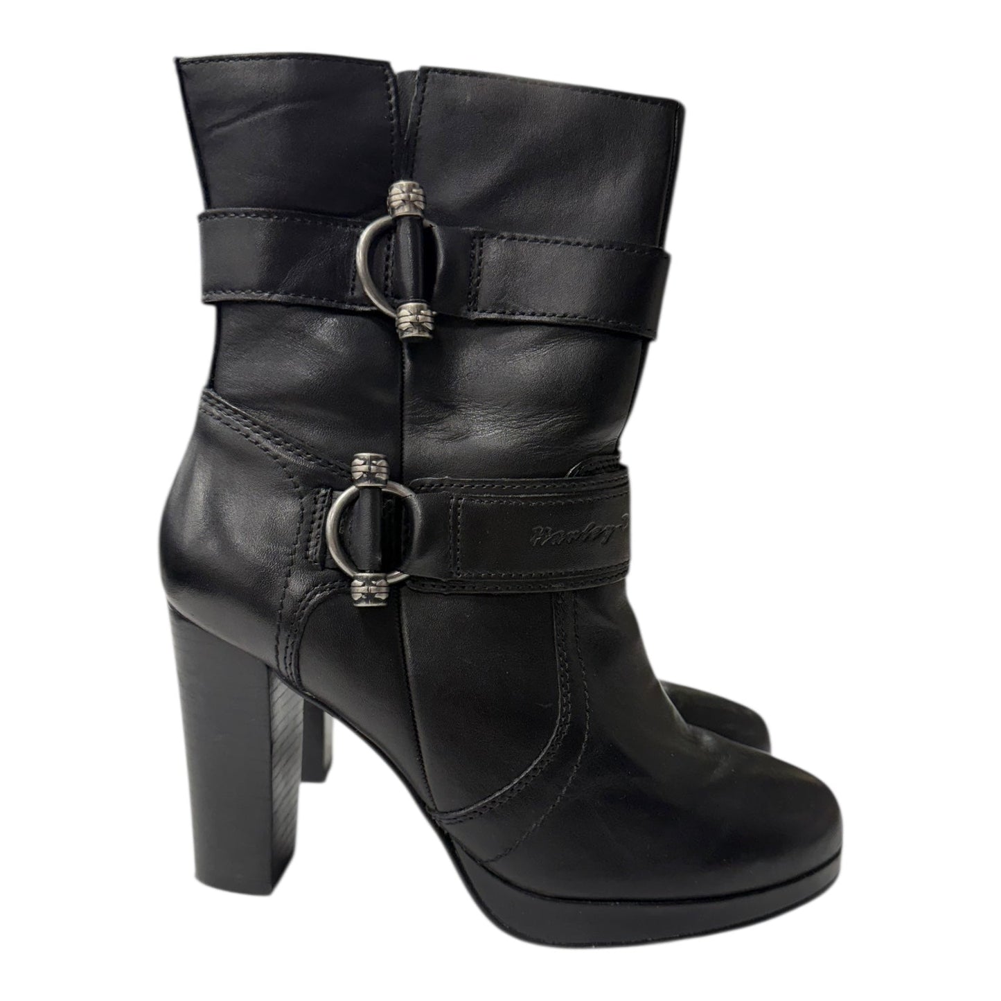 Boots Ankle Heels By Harley Davidson In Black, Size:7.5