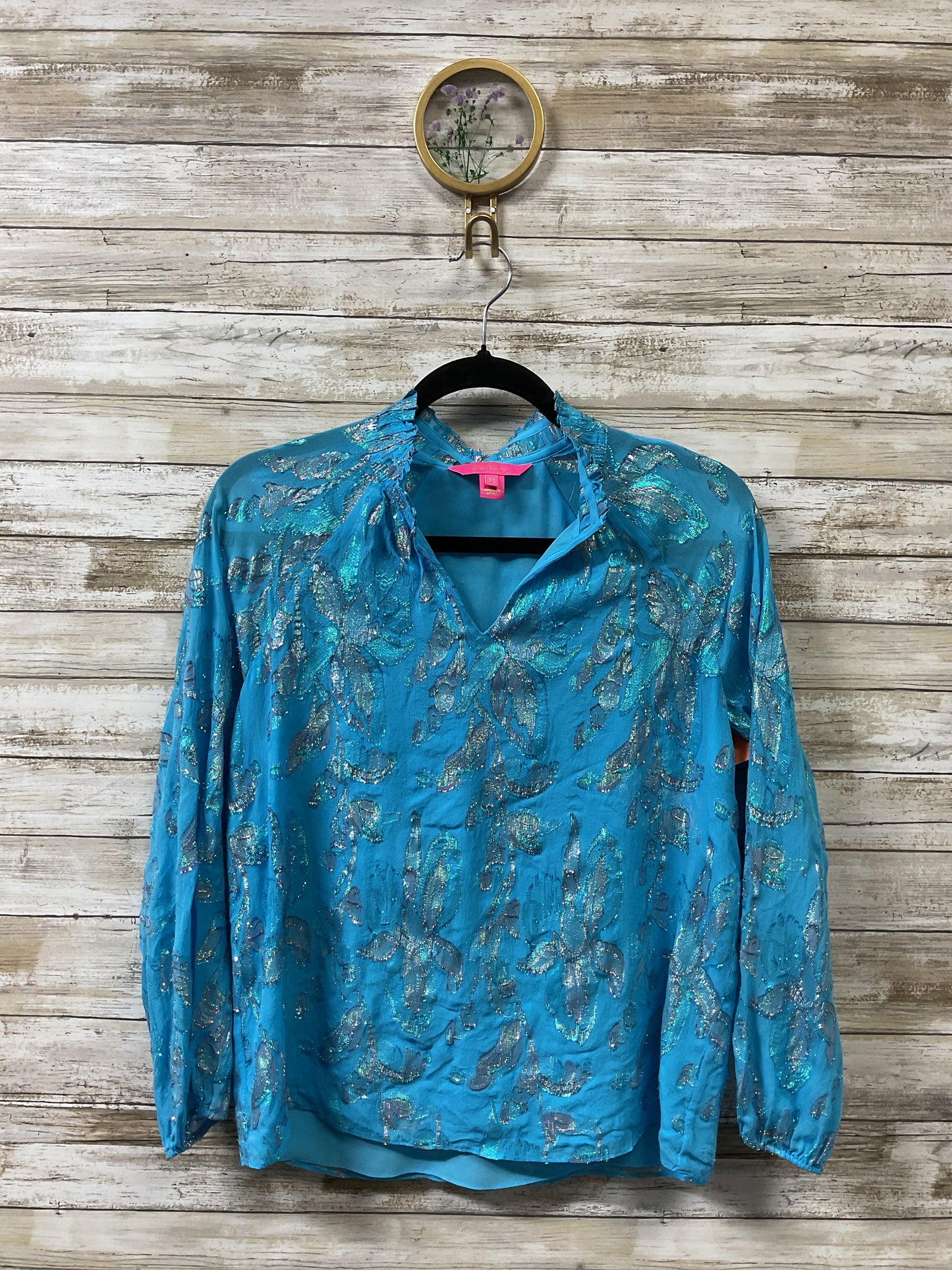 Blouse Designer By Lilly Pulitzer In Blue, Size:Xs