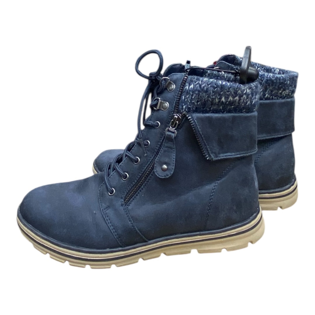 Boots Ankle Flats By Cmc In Blue, Size:8.5