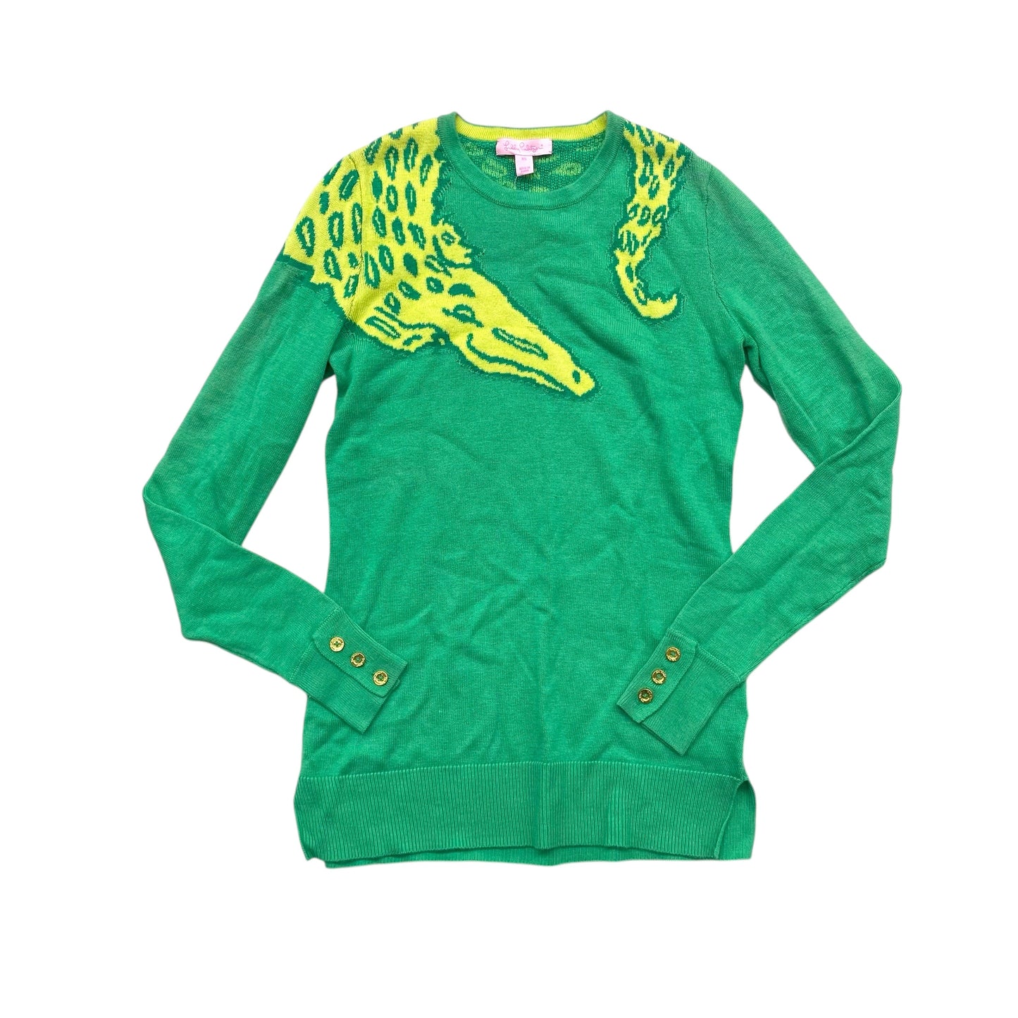 Sweater Designer By Lilly Pulitzer In Green & Yellow, Size:Xs