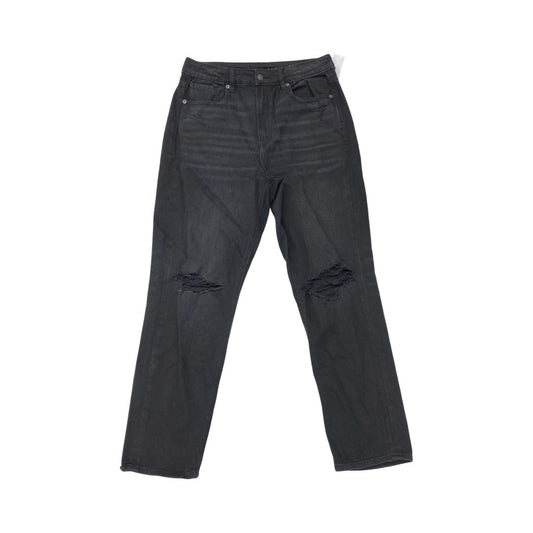 Jeans Straight By American Eagle In Black Denim, Size:8