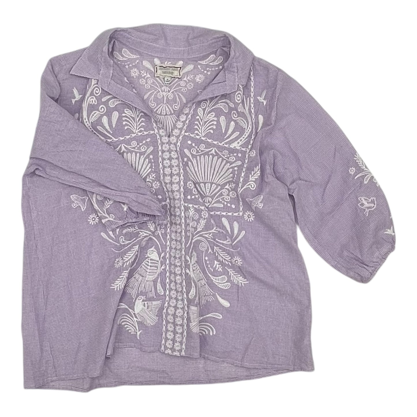 Blouse Ls By Johnny Was In Purple, Size:Xl