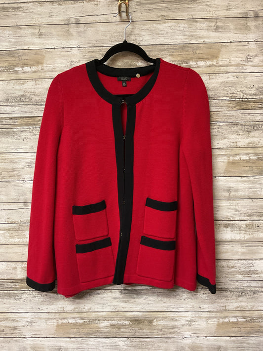 Sweater Cardigan By Talbots In Black & Red, Size:1X