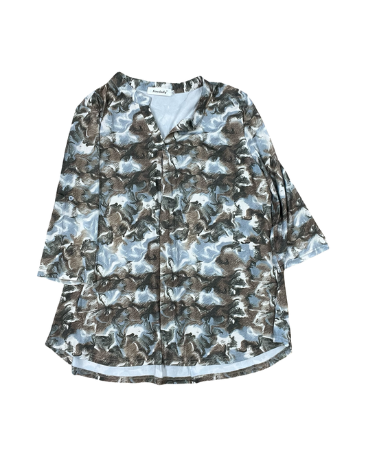 Top Ls By Clothes Mentor In Brown & White, Size:2X