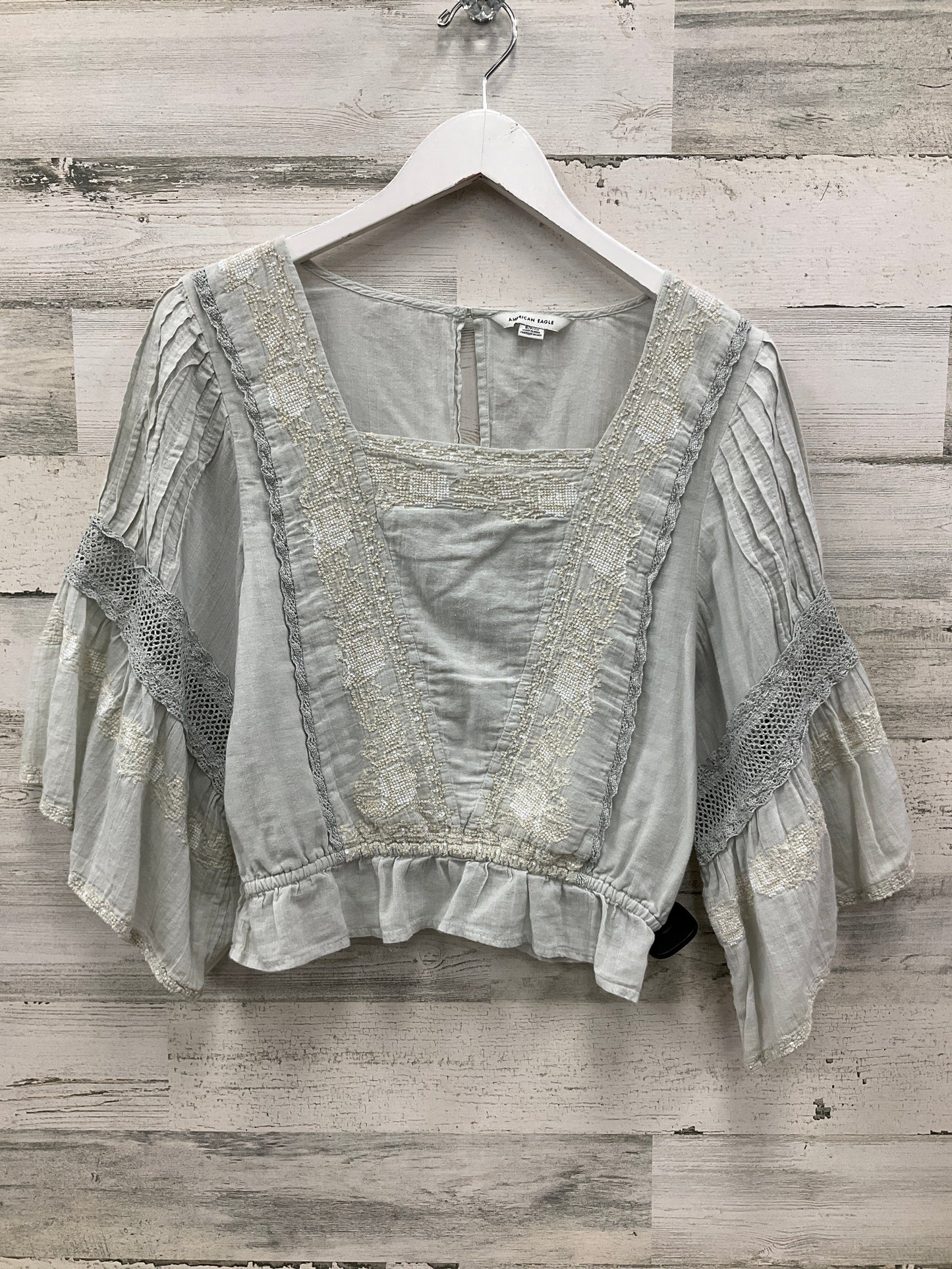 Top 3/4 Sleeve By American Eagle In Green, Size:S