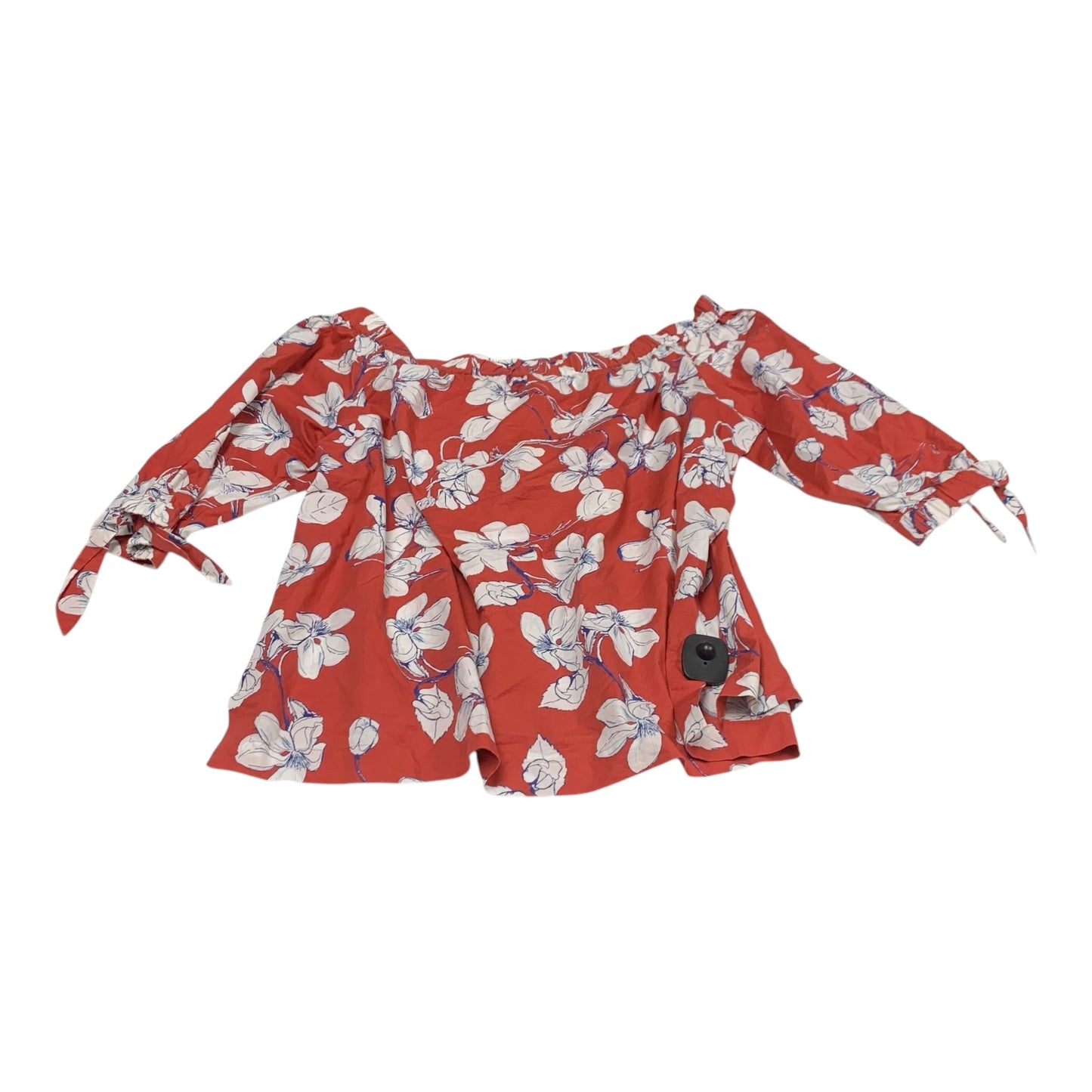 Top 3/4 Sleeve By Loft In Orange & White, Size:Xl