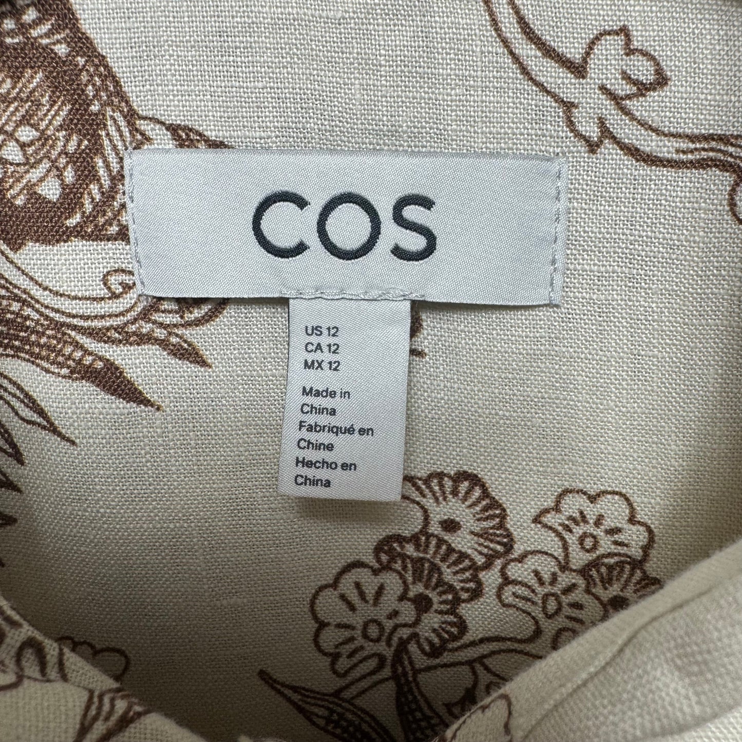 Linen Top Short Sleeve By Cos In Tan, Size: 12