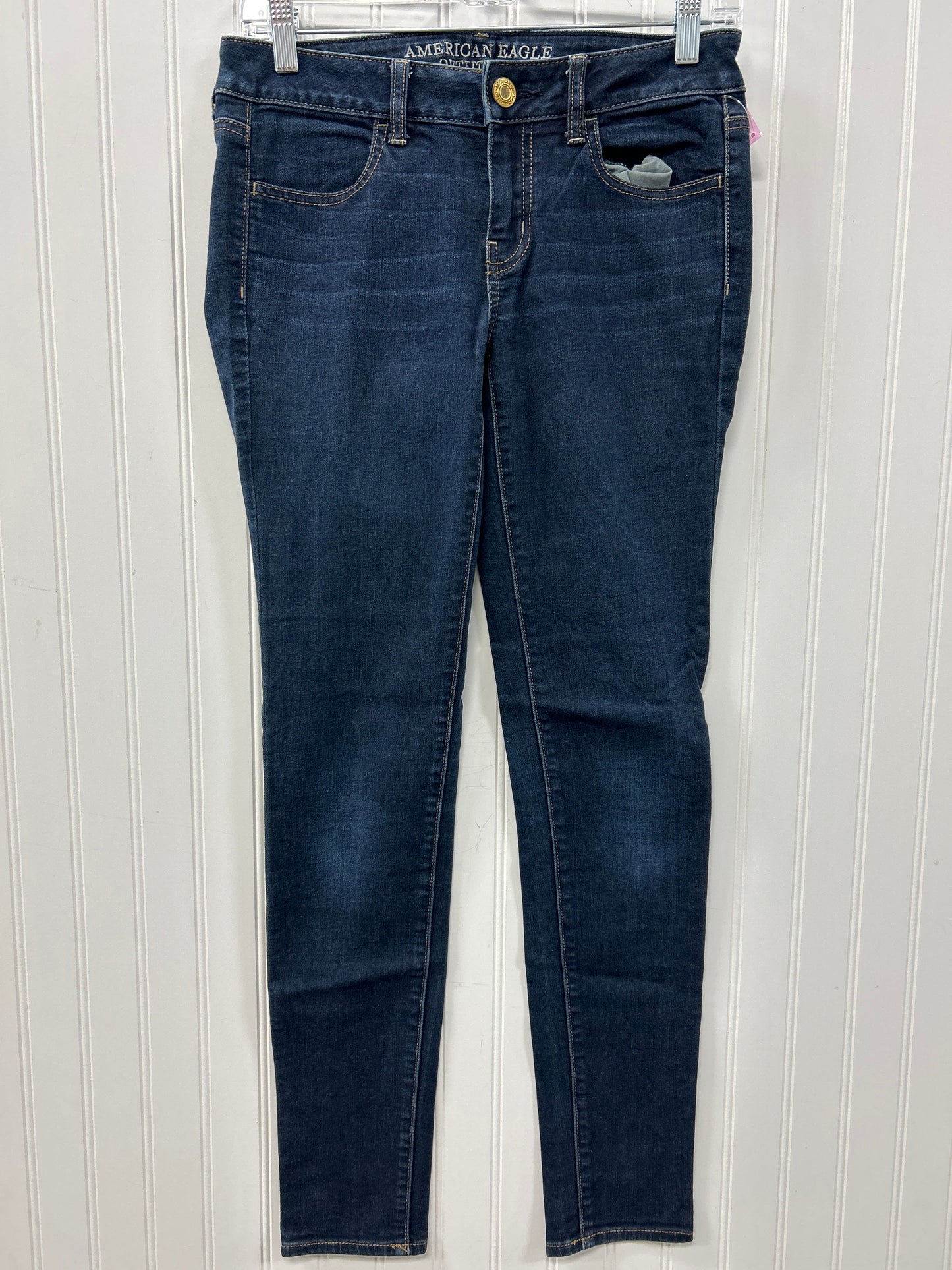 Jeans Skinny By American Eagle In Blue Denim, Size:4