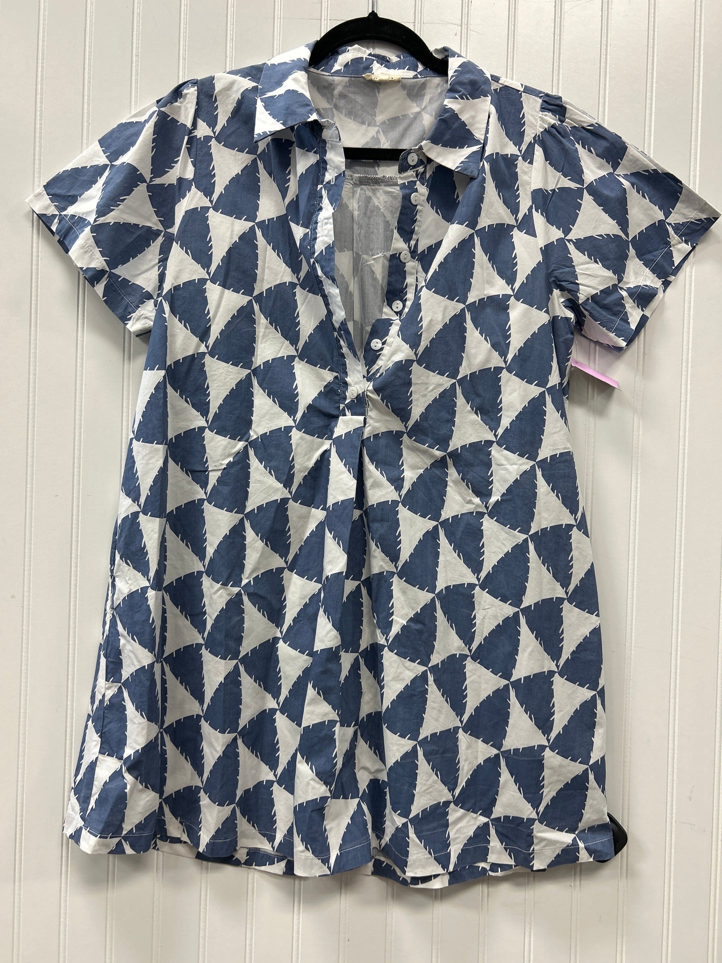Dress Casual Short By Jodifl In Blue & Cream, Size:L