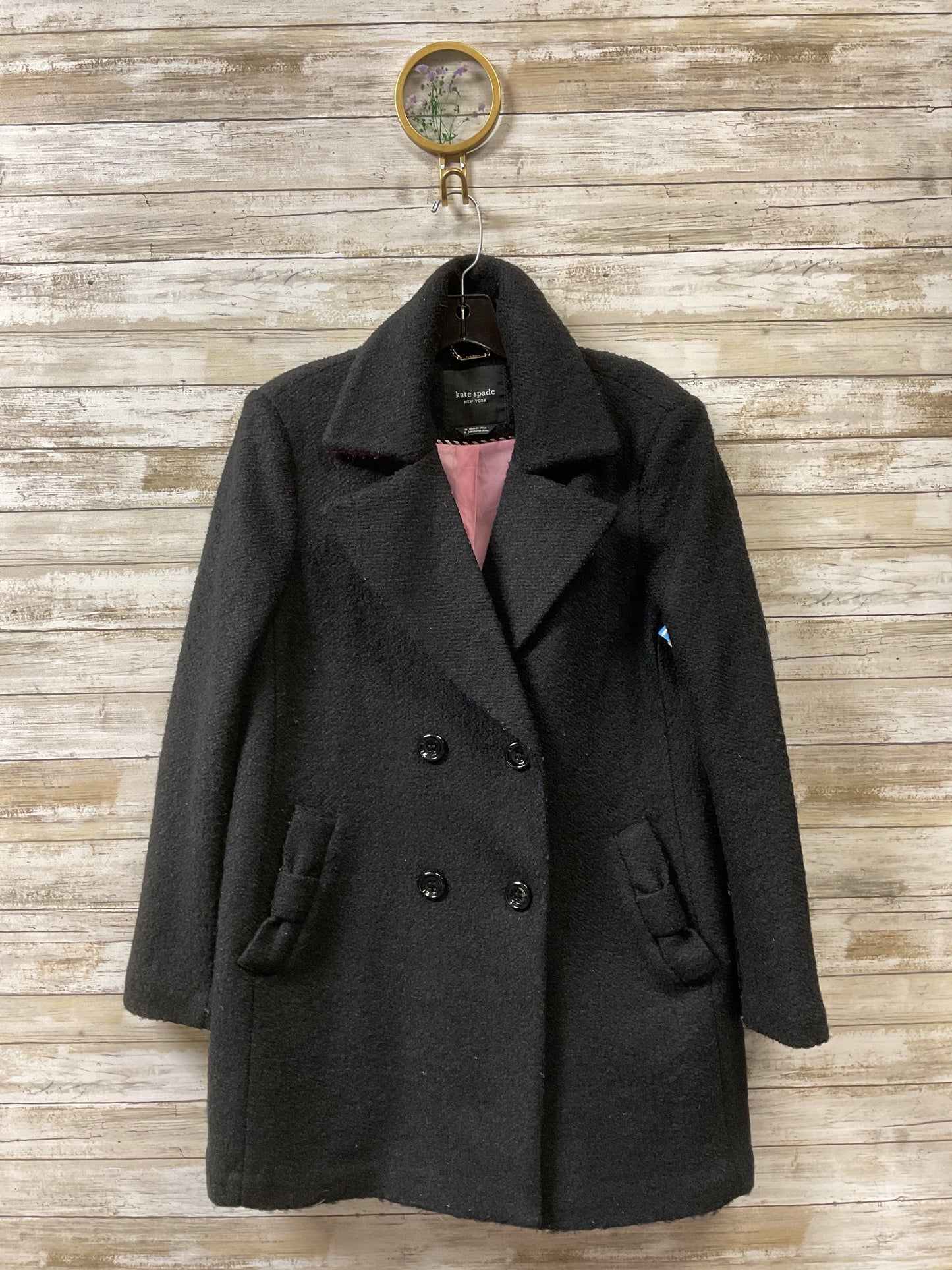 Coat Designer By Kate Spade In Black, Size:M