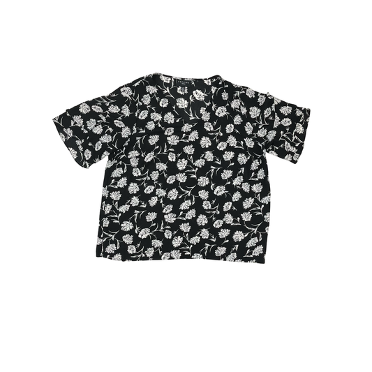 Blouse Short Sleeve By Premise In Black & White, Size: 1x