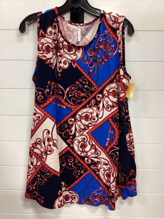 Top Sleeveless By 4S13nna In Blue & Red, Size:1X