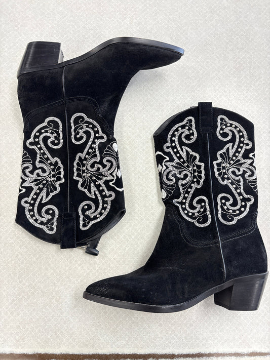 Boots Western By Dolce Vita In Black & Silver, Size:8.5
