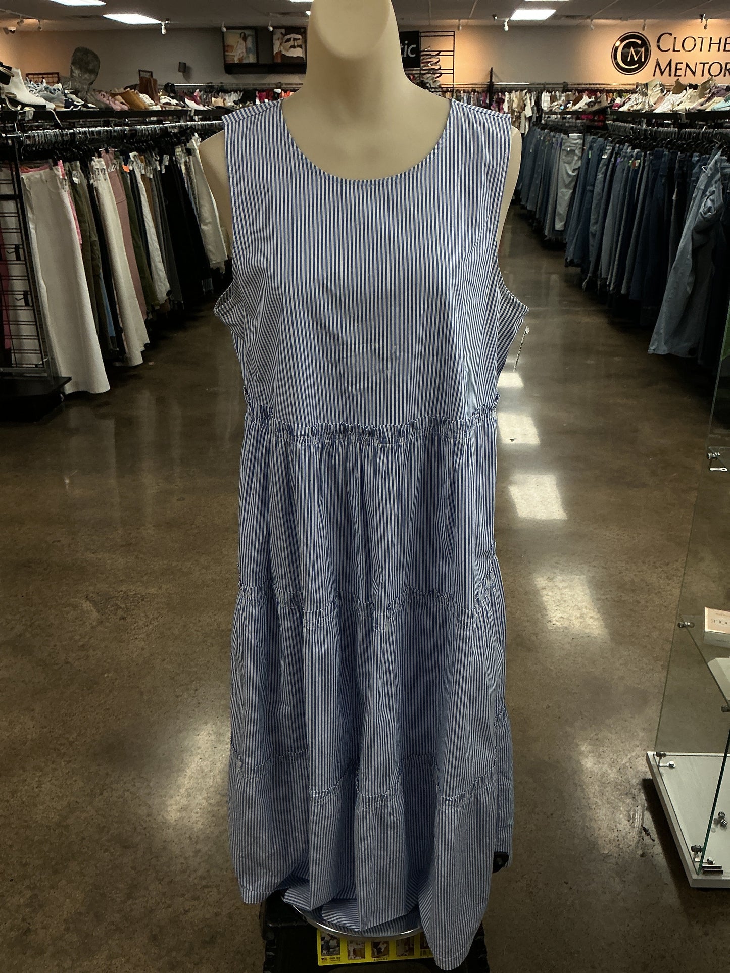 Dress Casual Maxi By J. Crew In Blue & White, Size:10