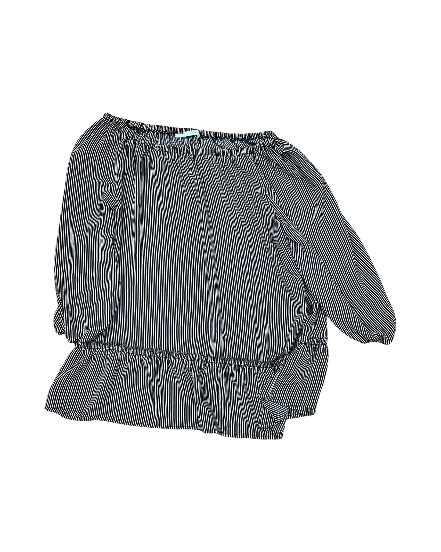 Blouse 3/4 Sleeve By Maurices In Black & Cream, Size:L