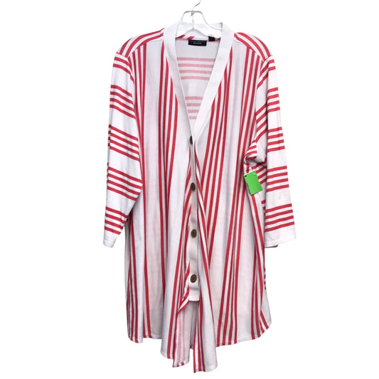 Cardigan By Susan Graver In Striped Pattern, Size:3X