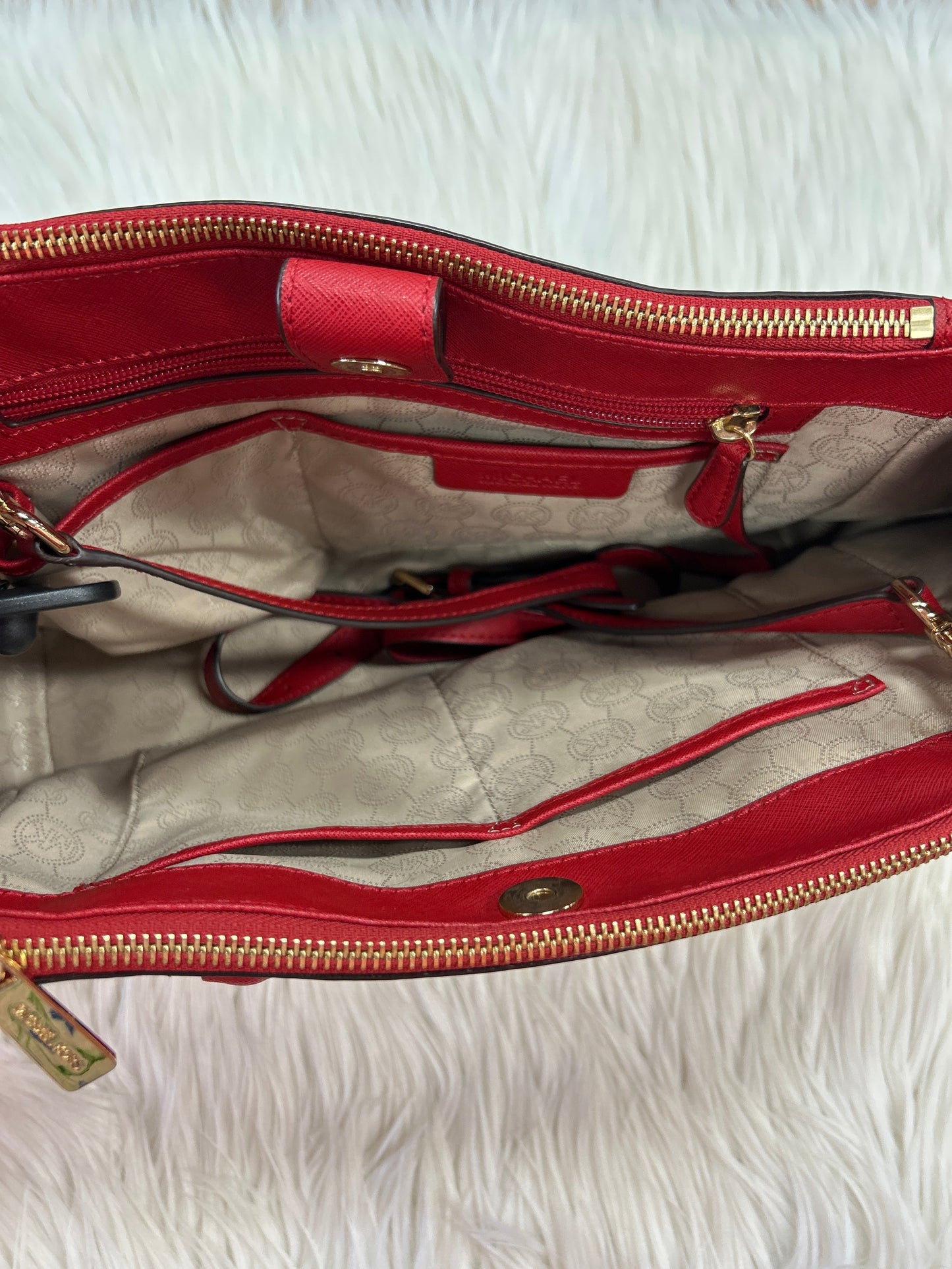 Handbag Designer By Michael Kors In Red, Size:Medium