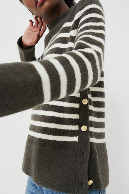 Evergreen and Ivory Stripe Bonnie Sweater By Tuckernuck In Striped Pattern, Size: Xxl