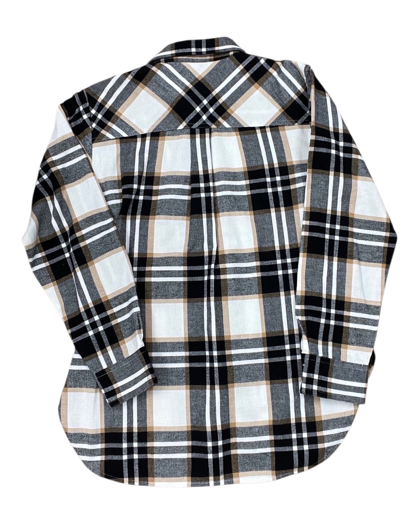 Blouse Ls By Loft In Black & Tan, Size:Xs