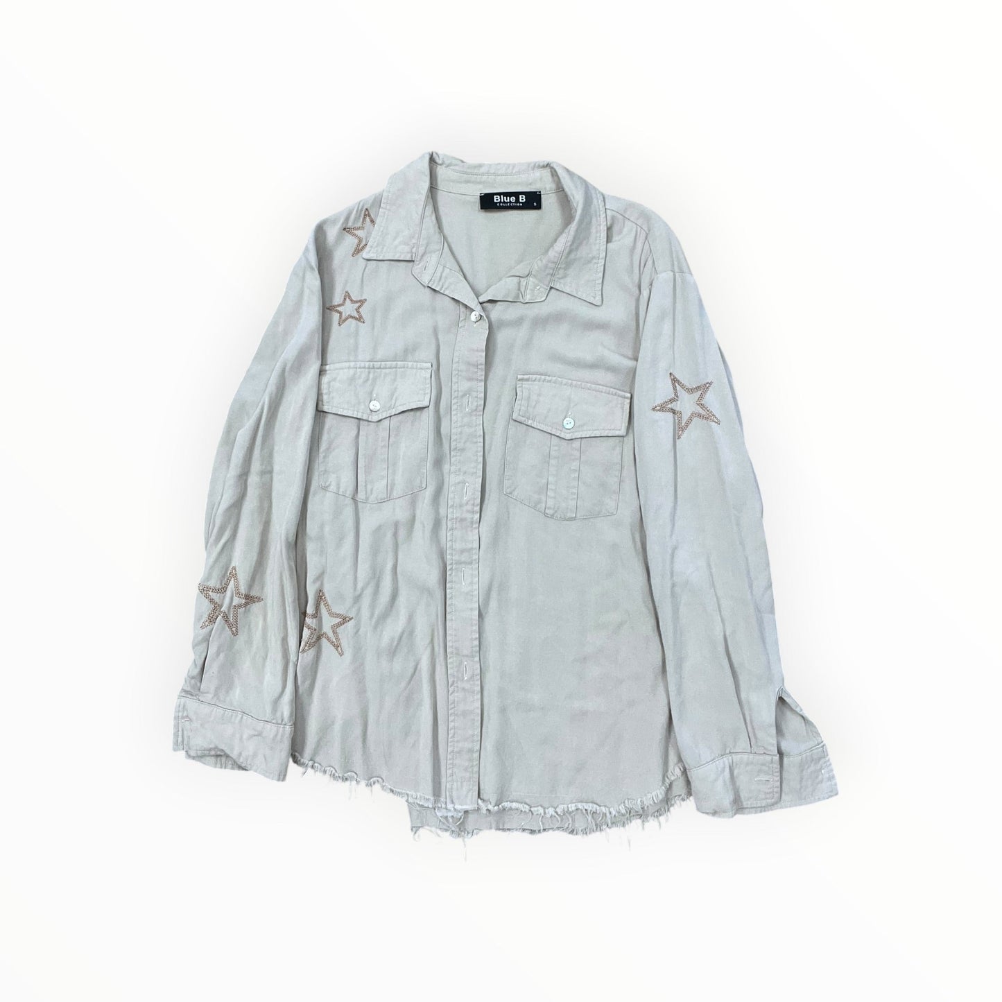 Blouse Ls By Blue B In Tan, Size:S