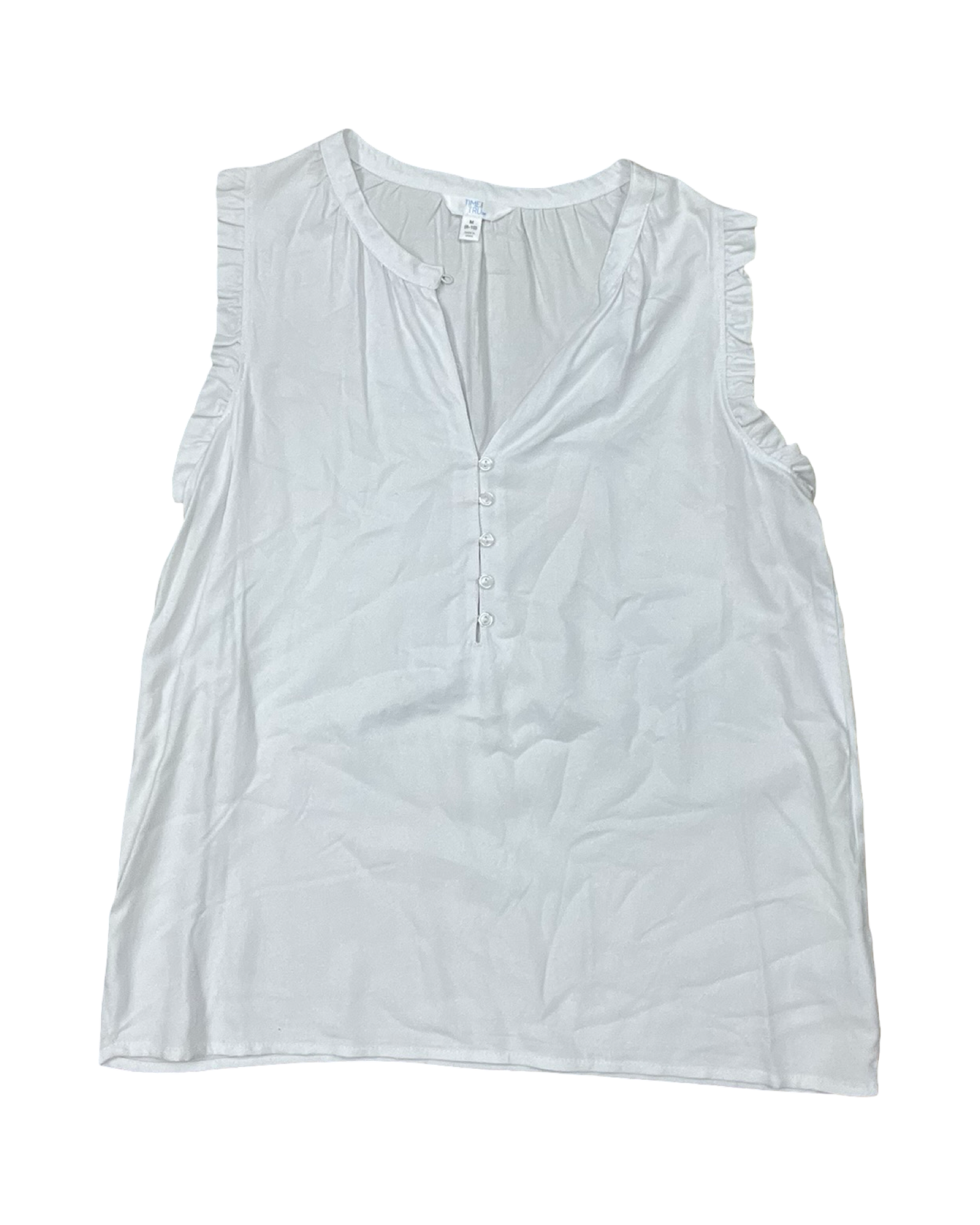 Top Sleeveless By Time And Tru In White, Size:M