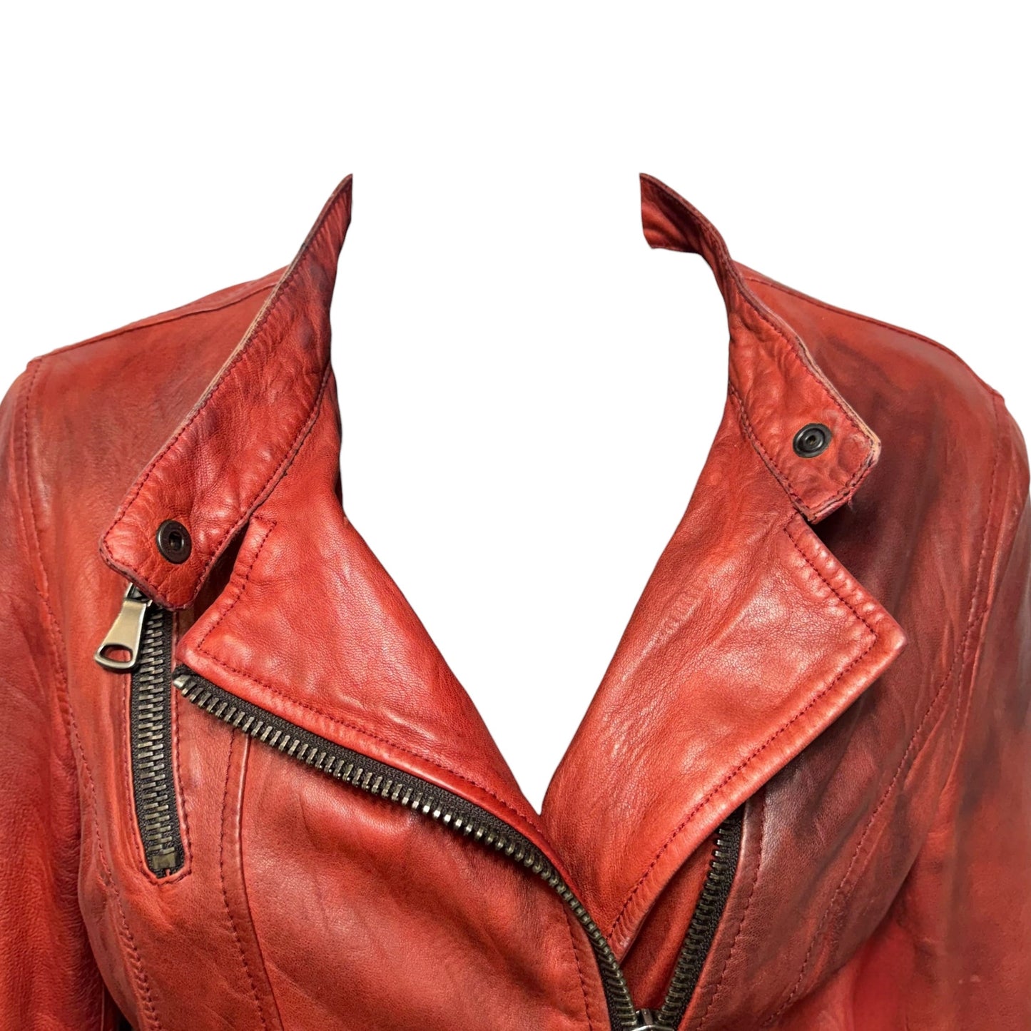 Jacket Moto Leather By Empresa In Red, Size: S (IT 40)