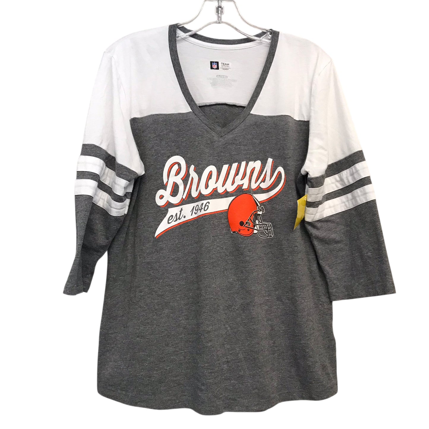 Top 3/4 Sleeve By Team Apparel  In Grey & White, Size:Xl