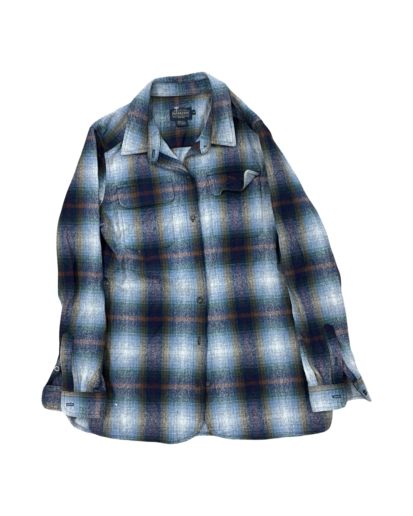 Blouse Ls By Pendleton In Blue & Grey, Size:M