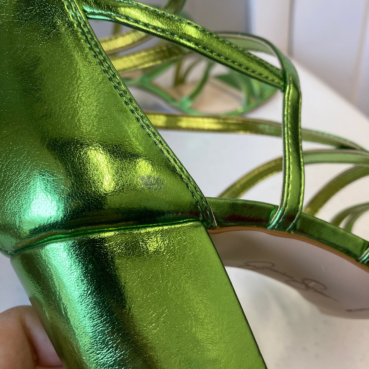 Sandals Heels Block By Jessica Simpson In Green, Size:7.5