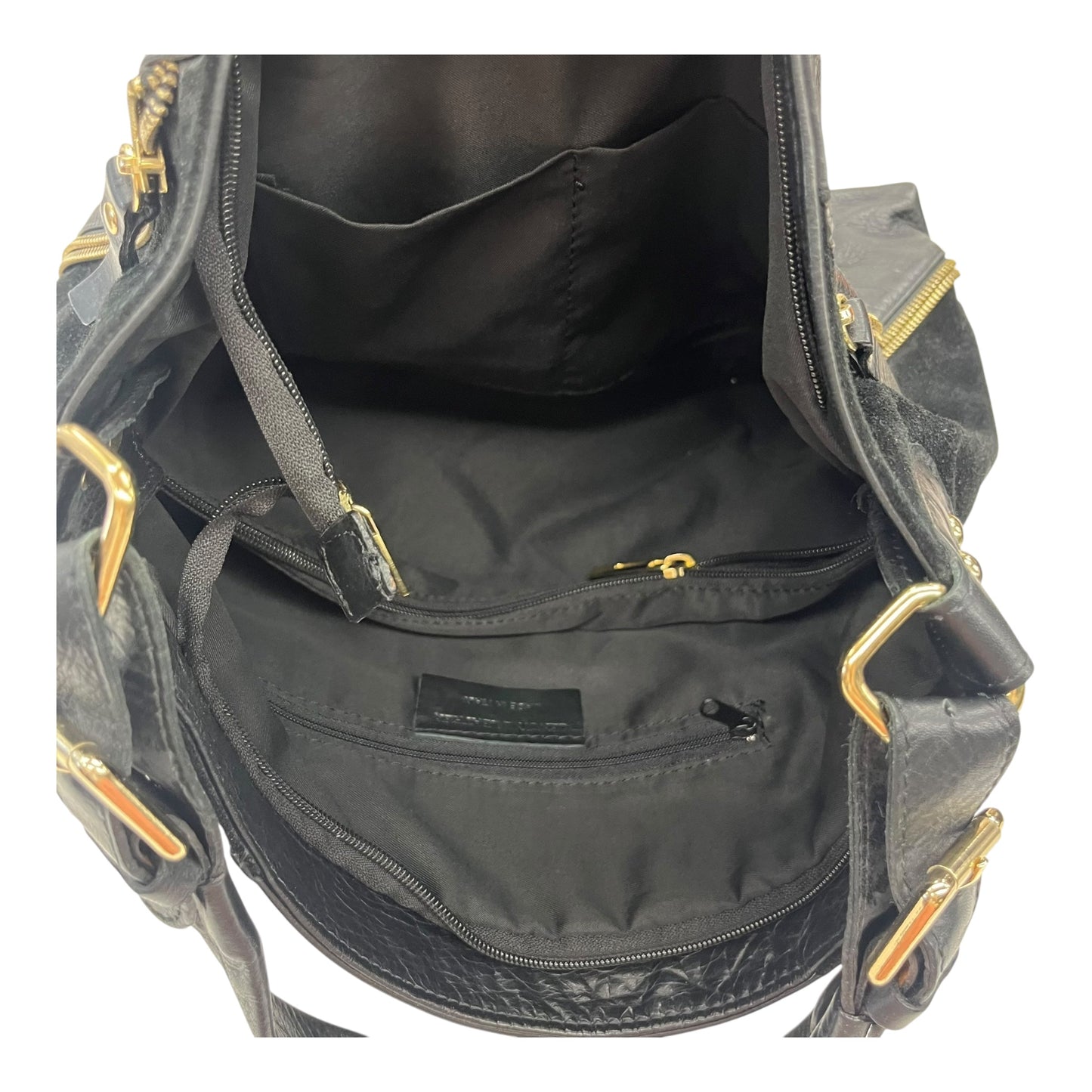 Handbag Leather By Clothes Mentor In Black, Size:Medium