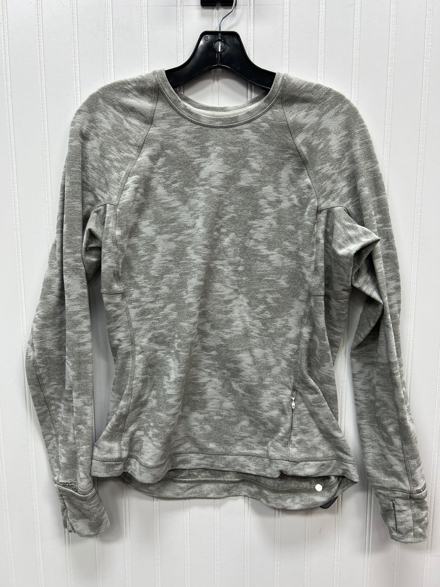 Athletic Top Ls Collar By Lululemon In Grey, Size:M