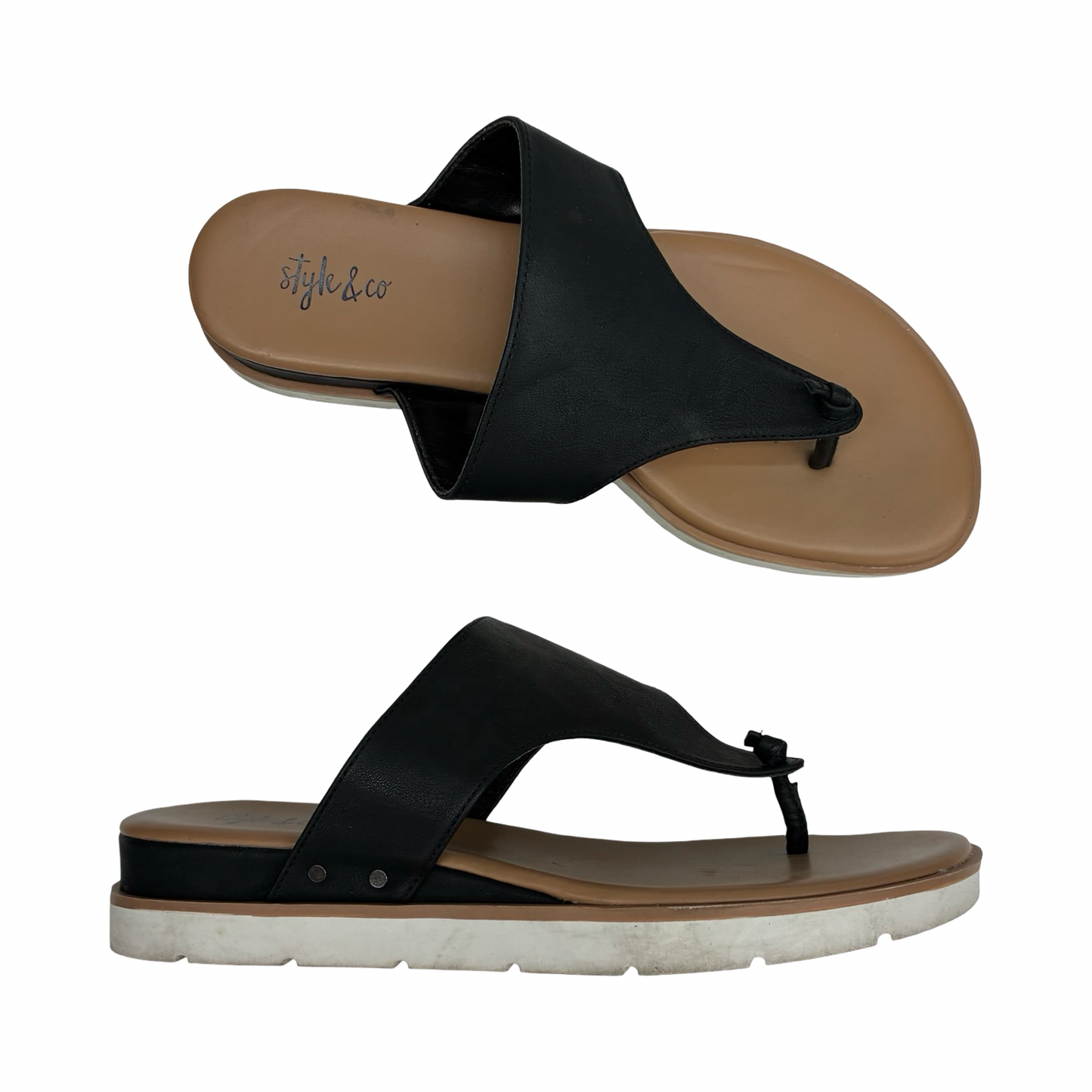 Sandals Flip Flops By Style And Company In Black, Size:7.5