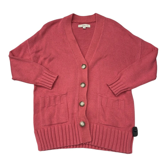 Sweater Cardigan By Loft In Pink, Size:L